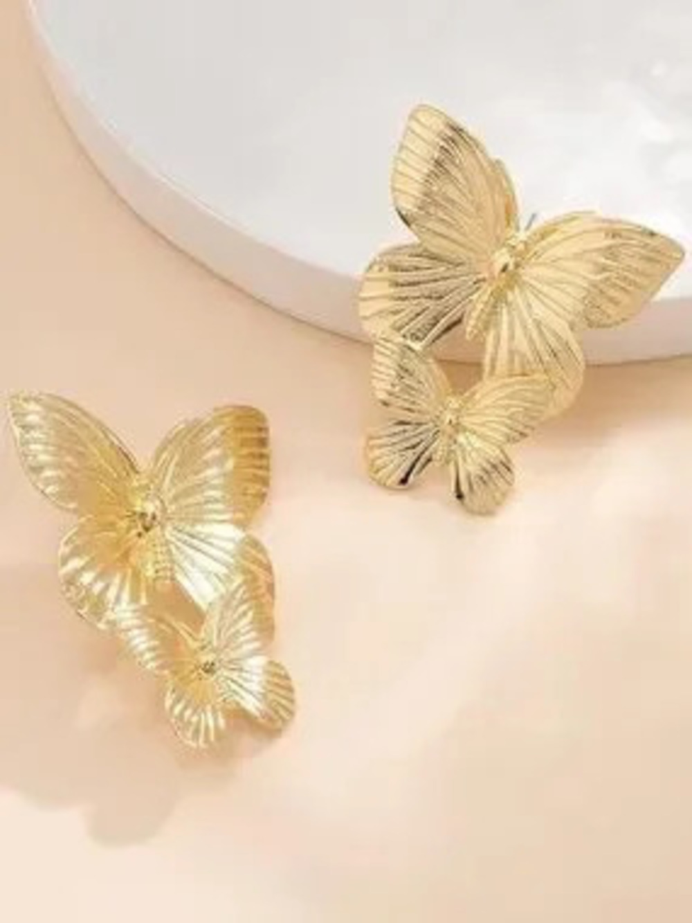 Anthropologie Gold Tone Butterfly Drop Earrings